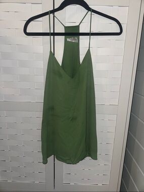 Olive Green Spaghetti Strap Slip Dress